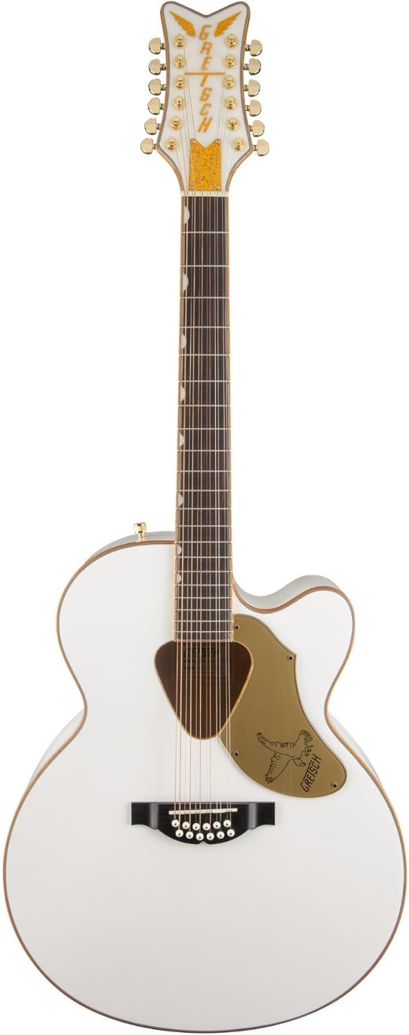 Gretsch G5022CWFE-12 Rancher Falcon 12-String Acoustic-Electric Guitar Right-Handed (White) Bundle with Protective Sturdy Wood Case (2 Items)