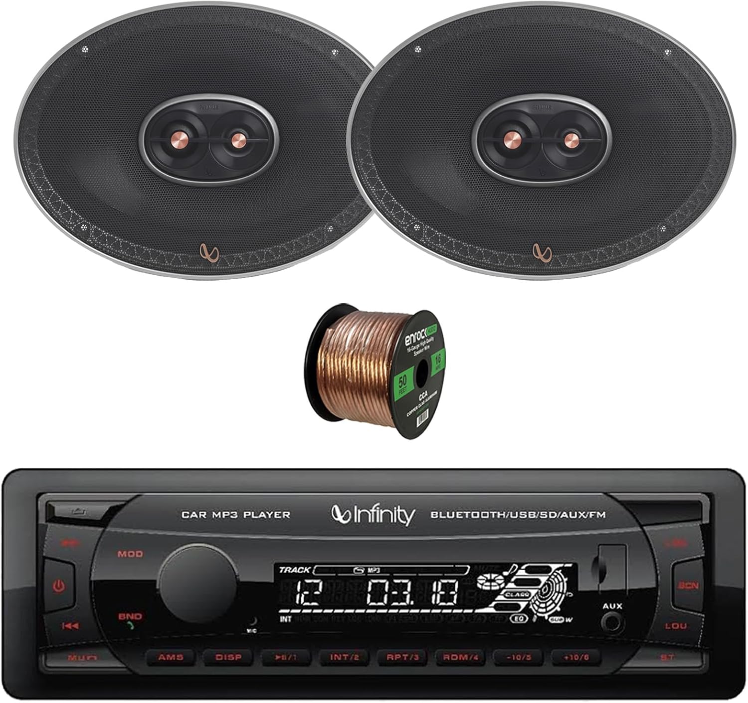 In-Dash Single DIN Bluetooth USB AUX Input SD Card Reader FM Radio MP3 Player Digital Media Receiver with 6x9