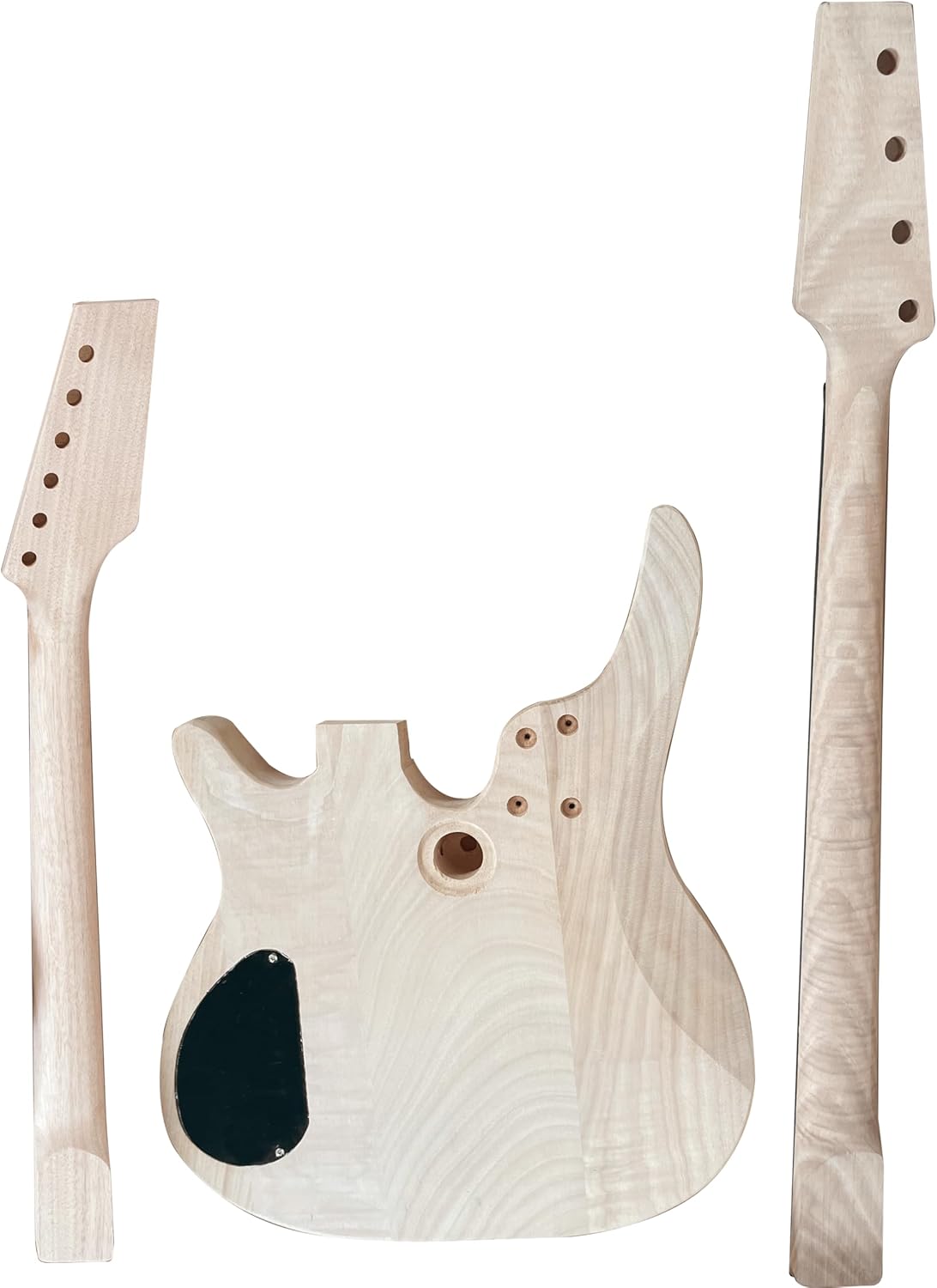 DIY Electric Guitar and Bass Double Neck Kit 6 String and 4 String Guitar Kits Right Handed with Mahogany Body Mahogany Neck Rosewood Fingerboard Chrome Hardware Build Your Own Bass and Guitar.