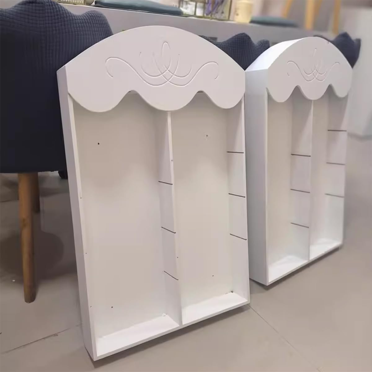 Hanging Wall Shelf, White Wooden Nail Polish Rack, Essential Oil Display Cabinet in Nail Salon, Rectangular Wall Mount Organizer,0.5m