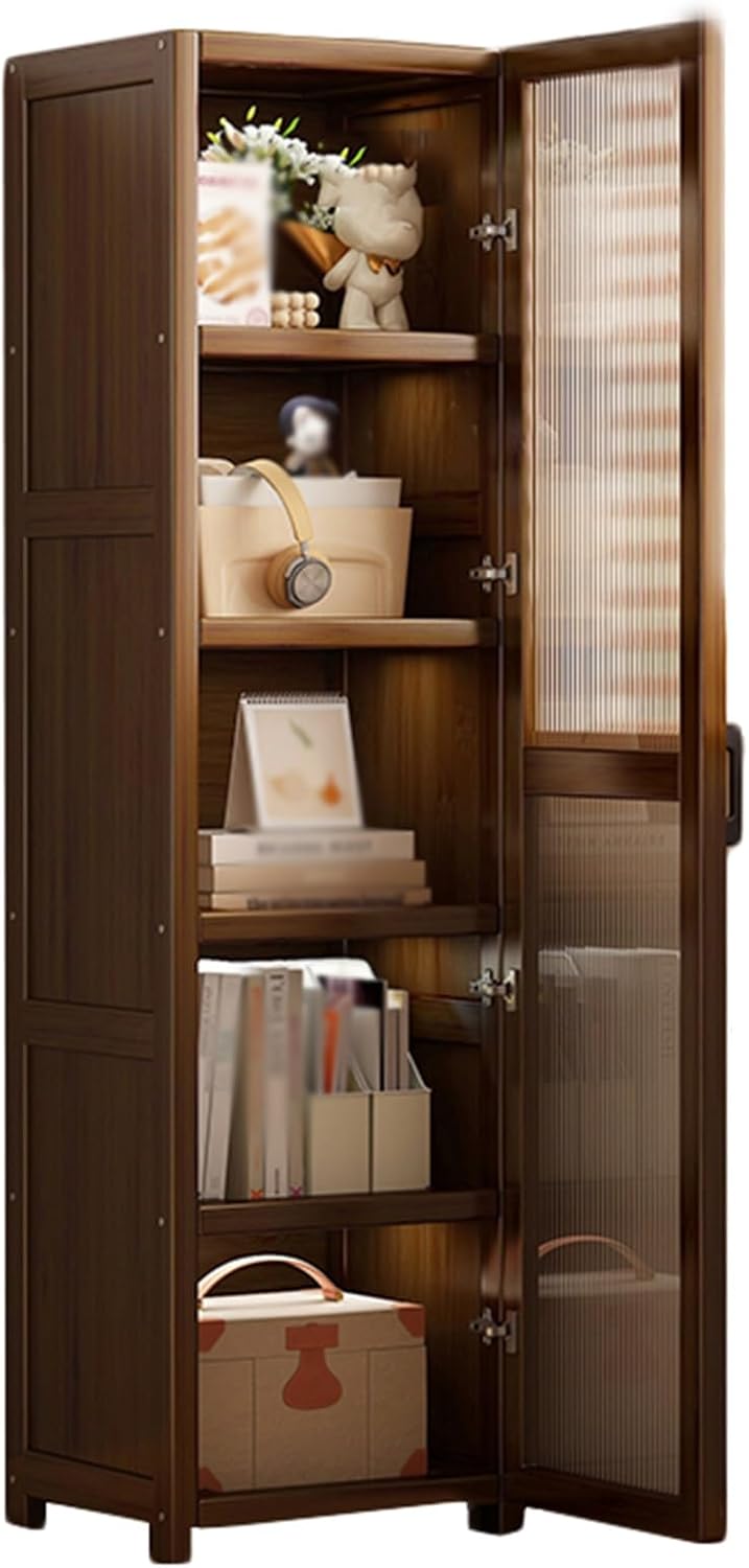 Industrial Bookshelf,4/5/6 Layer Corner Bookcase,Storage Display Rack, Multi-Layer Storage Rack,Corner Shelf, Suitable for Small Space, Office（Brown）(5tier) ()