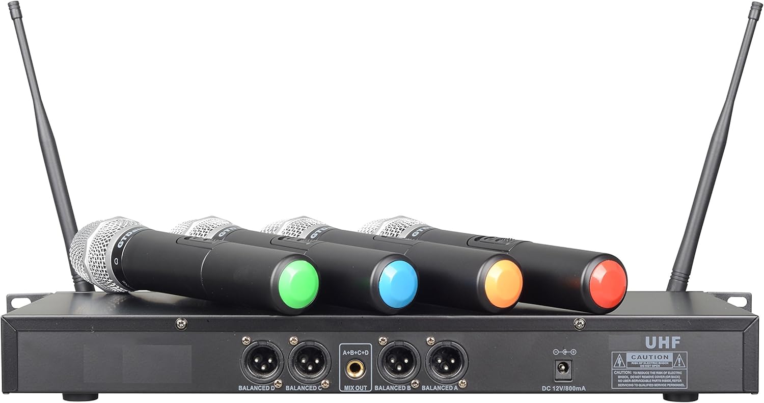 GTDaudio UHF Wireless Microphone System with 4 Hand held mics 504H