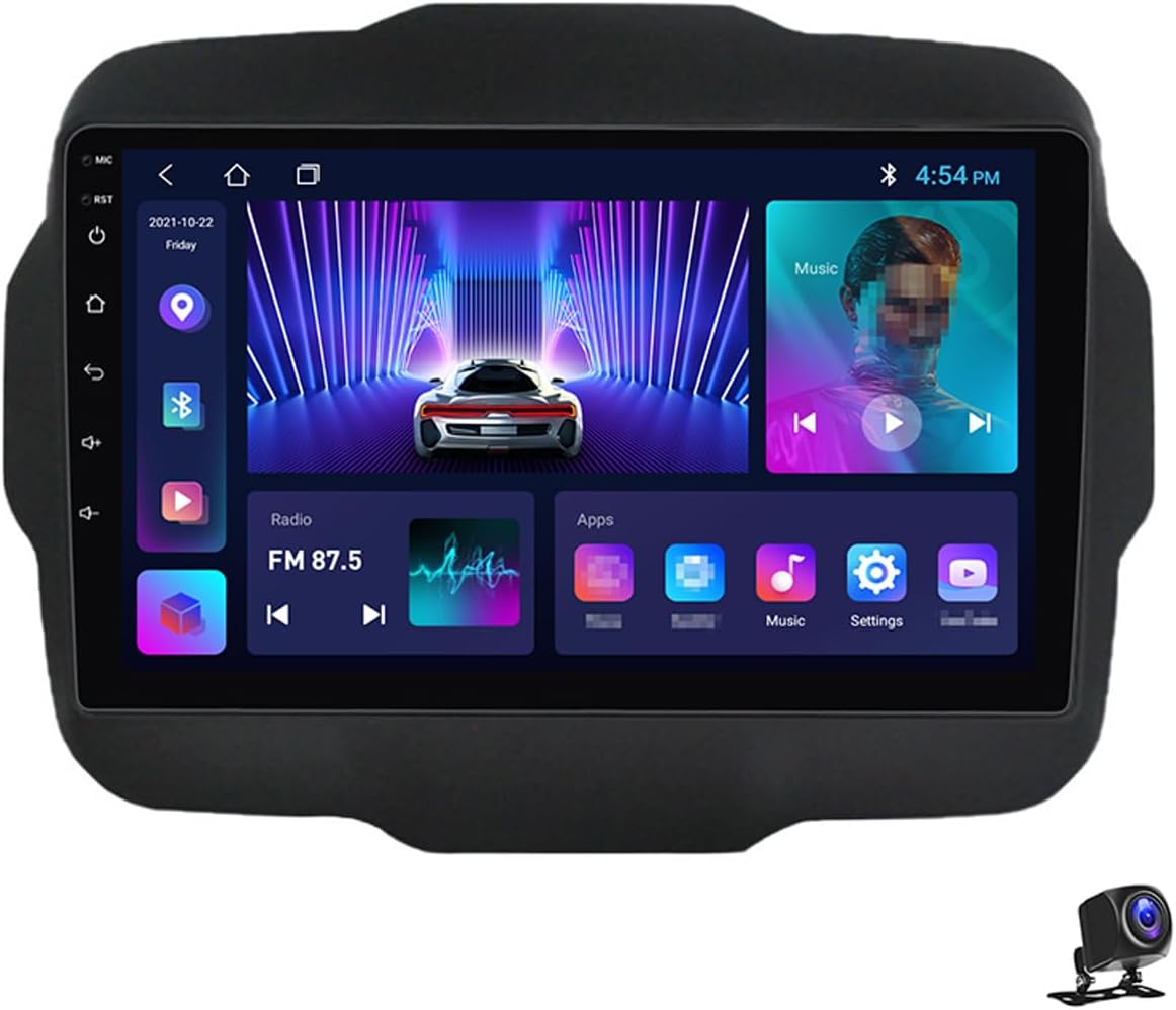 9 Inch Android 13 Car Stereo for Jeep Renegade 2014~2018 Touch Screen Car Radio Bluetooth Wireless Carplay Android Auto Multimedia Navigation with RDS DSP FM Radio