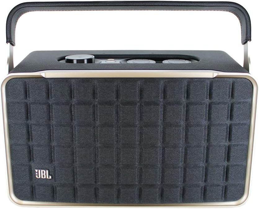 JBL Authentics 300 - Retro Style Wireless Bluetooth and Wi-Fi 100W Smart Home Speaker (JBLAUTH300BLKAM) + USB-C Cable + Network Cable + AUX Cable + Wire Straps + Cleaning Cloth