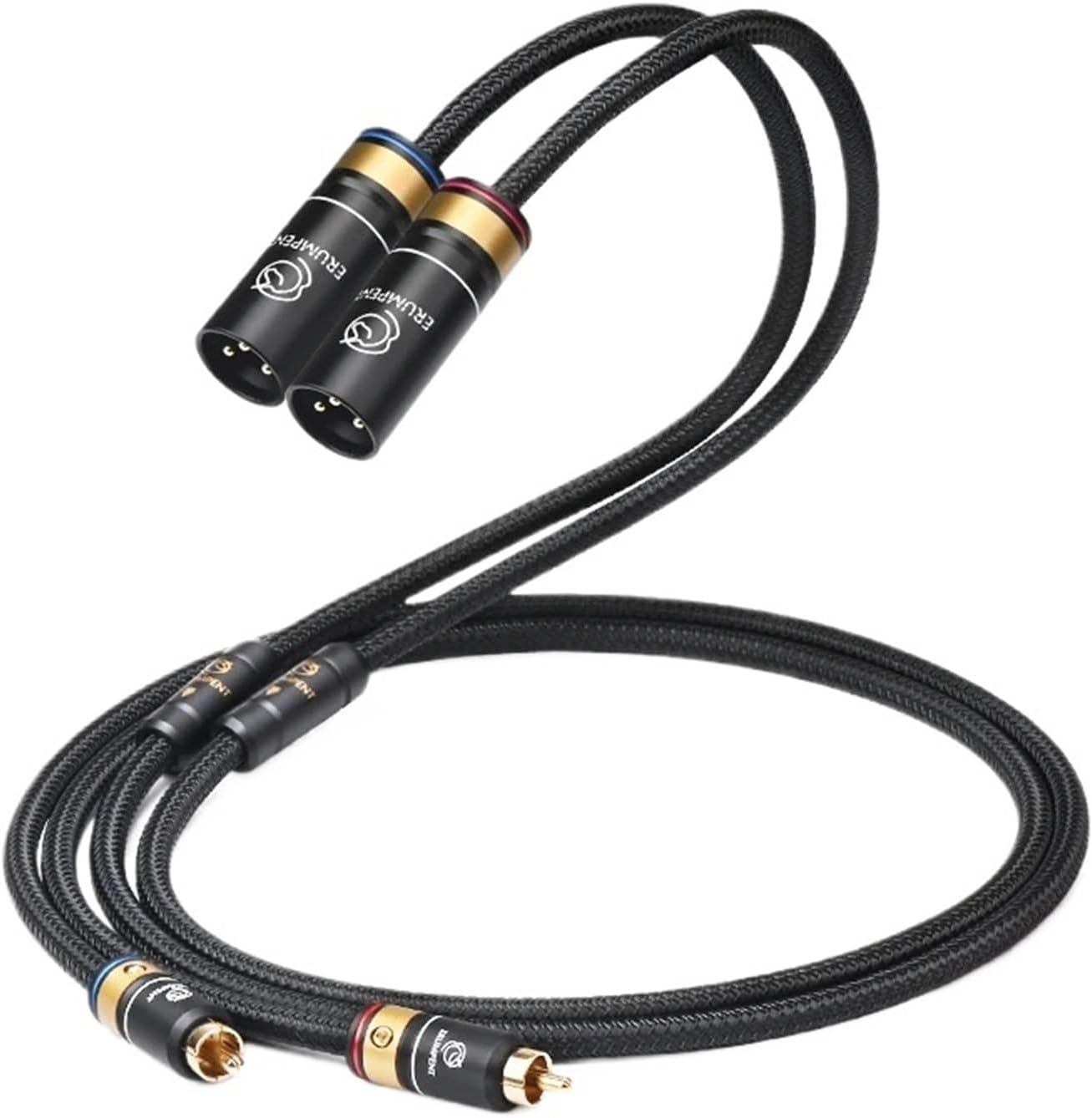 One Pair RCA to XLR Audio Cable Hi-end 6N OCC Wire 2XLR to 2RCA Unbalanced Audio Cable for Microphone Amplifier Mixer(2rca to 2xlr male,0.5m)