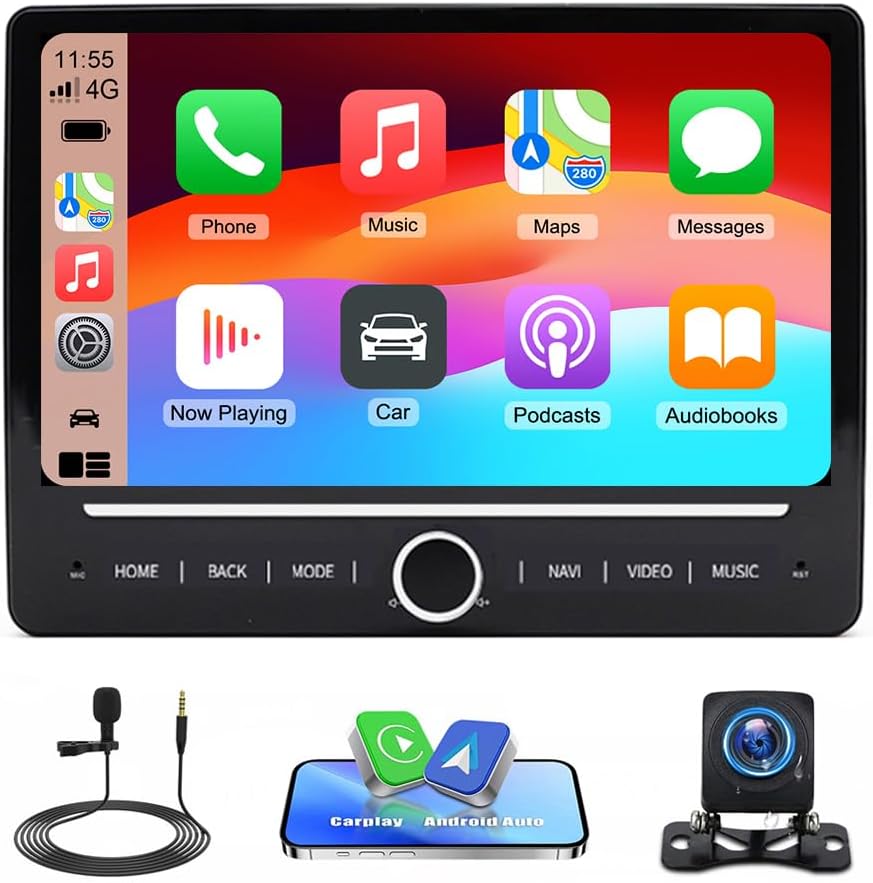 Car Stereo Radio Compatible for Dodge Journey 2009-2010 with Carplay Android Auto GPS Navigation 10in Touchscreen Car Radio Player with Bluetooth WiFi FM SWC Mirror Link Split Screen + Backup Camera