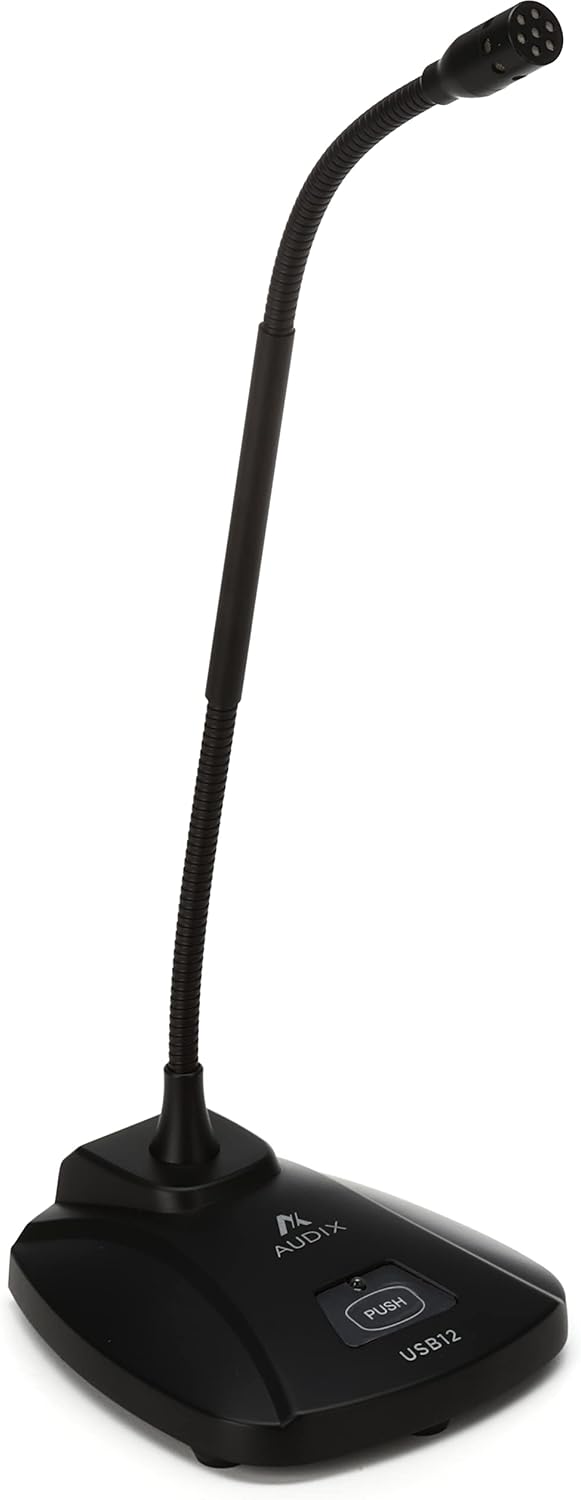 Audix USB12 Plug and Play USB Zoom Microphone for Mac/PC with 12-inch Gooseneck Mic - Black
