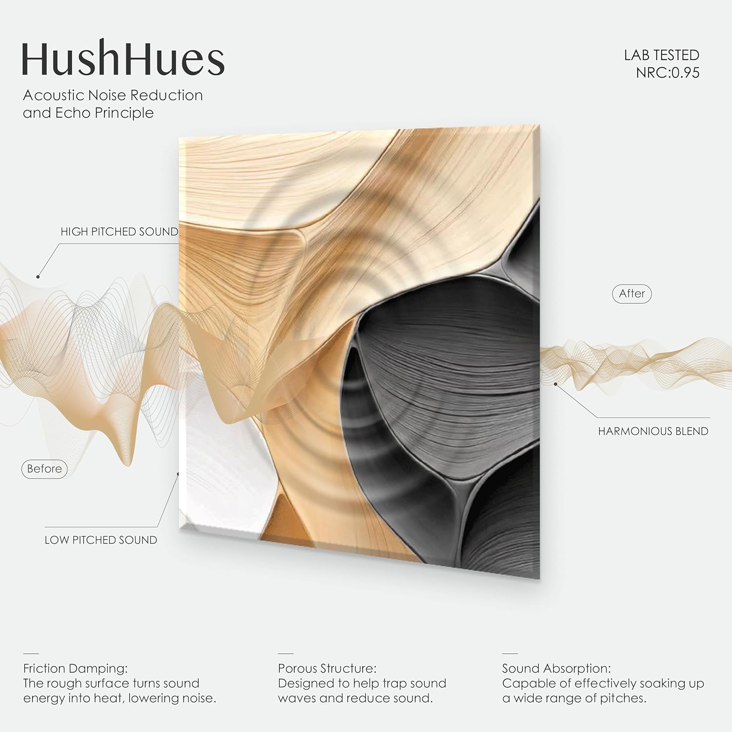 6-Pack Acoustic Wall Panels 72x48 Inches Decorative Sound Absorbing Panels- Stylish Sound Absorbing Panels for Recording Studios, Offices, Home, Easy Installation