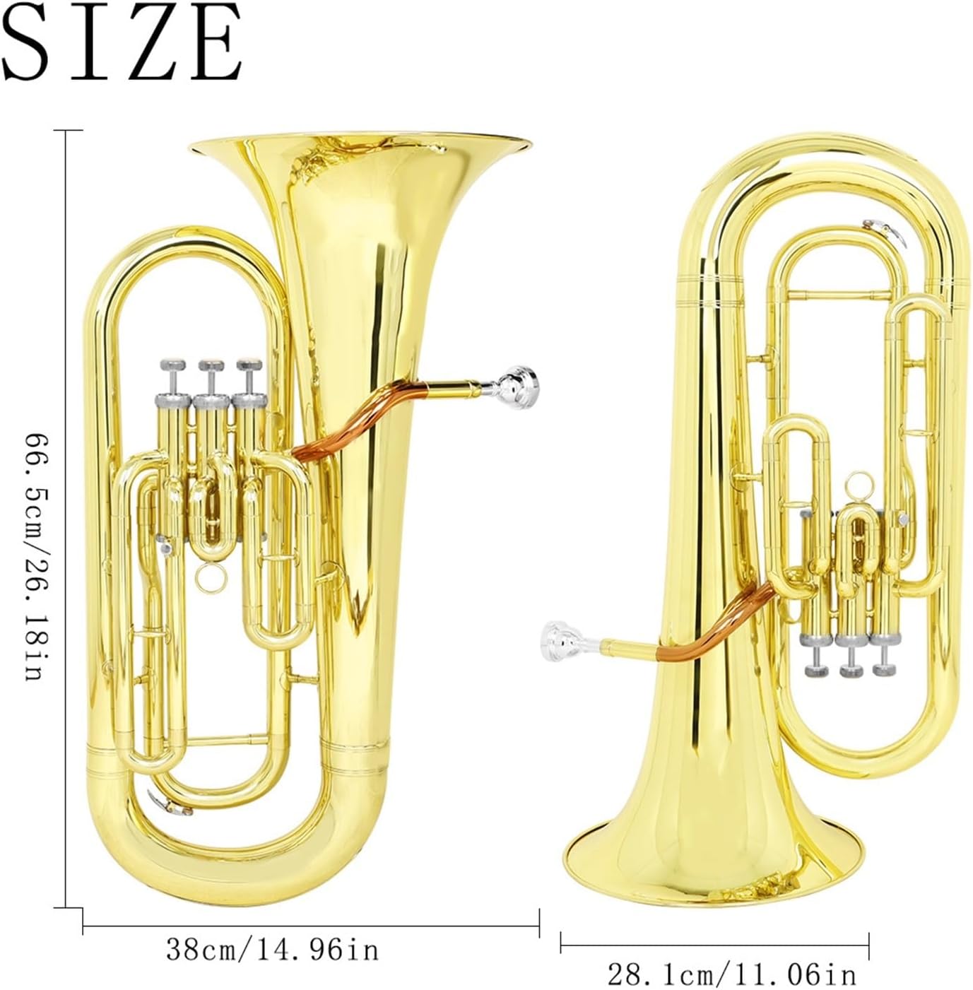 Phosphor Bronze Euphonium B Flat Brass Three Key Upright Professional Instrument Euphonium All-brass Instrument