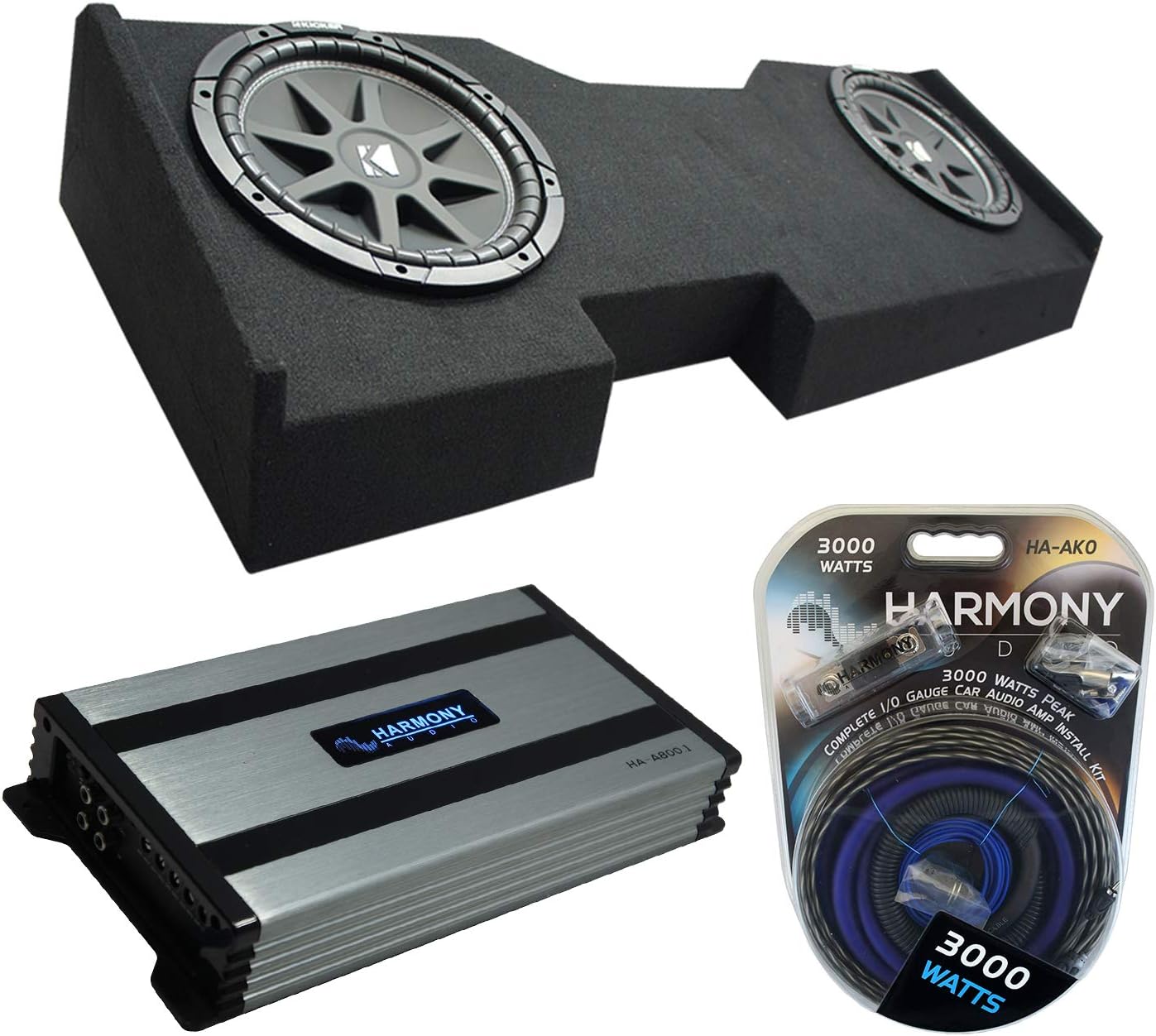 Harmony Audio Compatible with 2014-2018 Chevy Silverado Crew Cab Kicker Bundle Comp C12 Dual 12