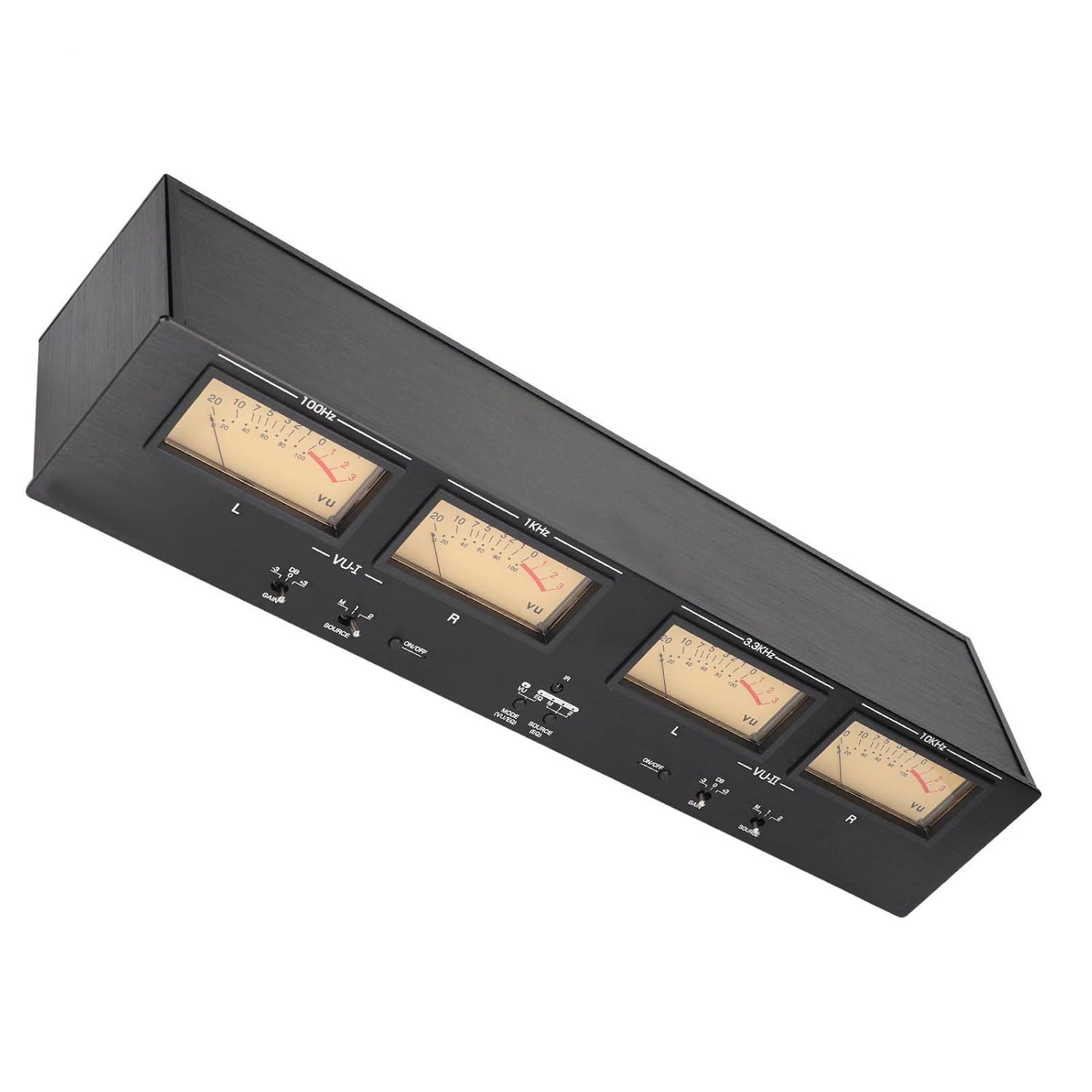 4 Way VU Meter 3 Gain DC 12V 1A Power Off Data Storage Analog Sound Level Meter for Audio Equipment