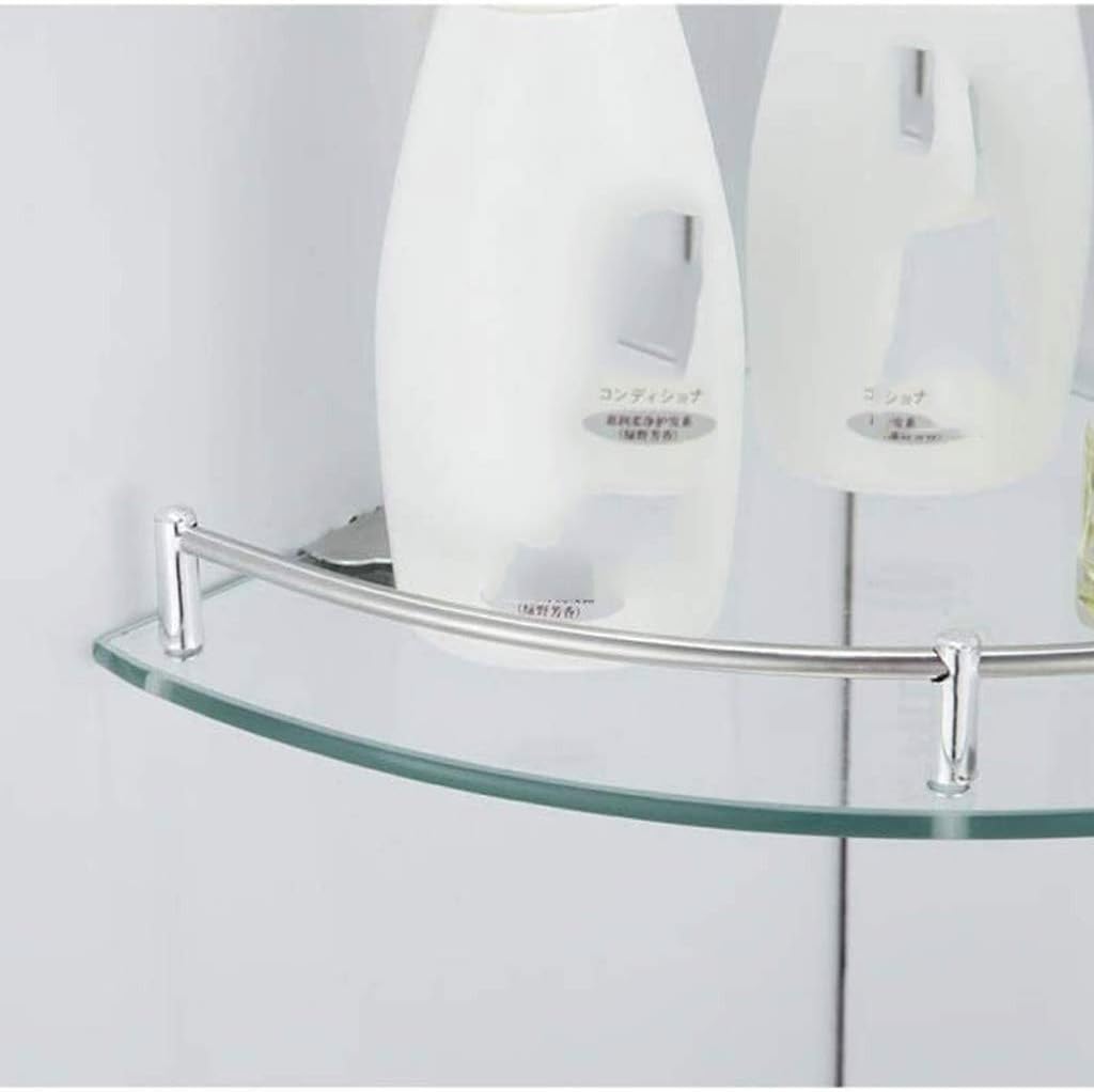 Aluminum Glass Shelf Bathroom Bath Corner Caddy Basket Storage Hanging Organizer with Extra Thick Tempered Glass Contemporary Style Wall Mount