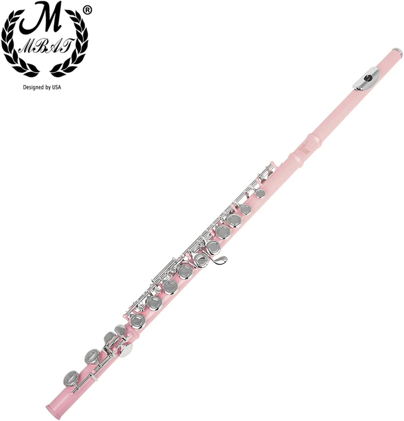 Flute Kit 16 Holes Flute Closed Hole C Tone Pink Flute Silver Key Cupronickel Woodwind Instruments with Leather Case Cleaning Cloth Intermediate Flute