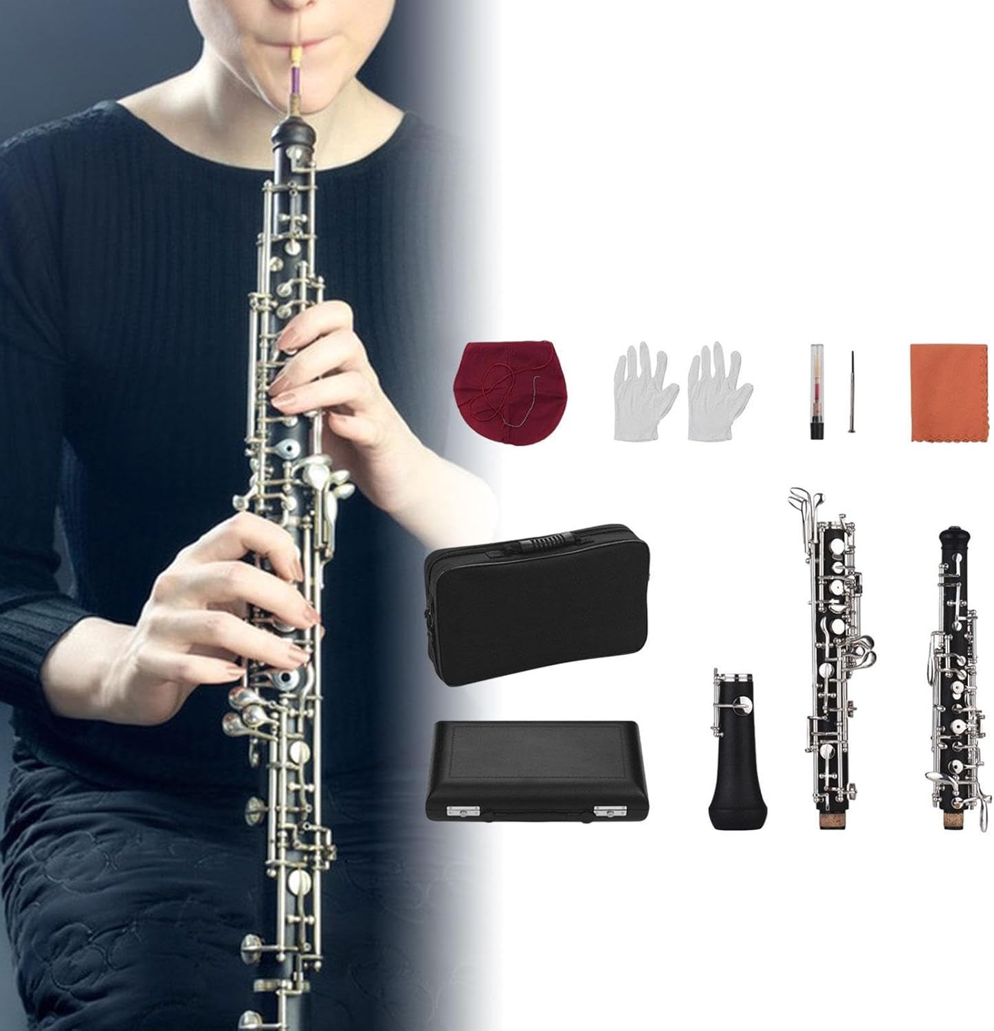 Oboe C Key, Convenient to Carry, 22 Keys Semi Automatic Woodwind Instrument with Carrying Bag for Students Professionals