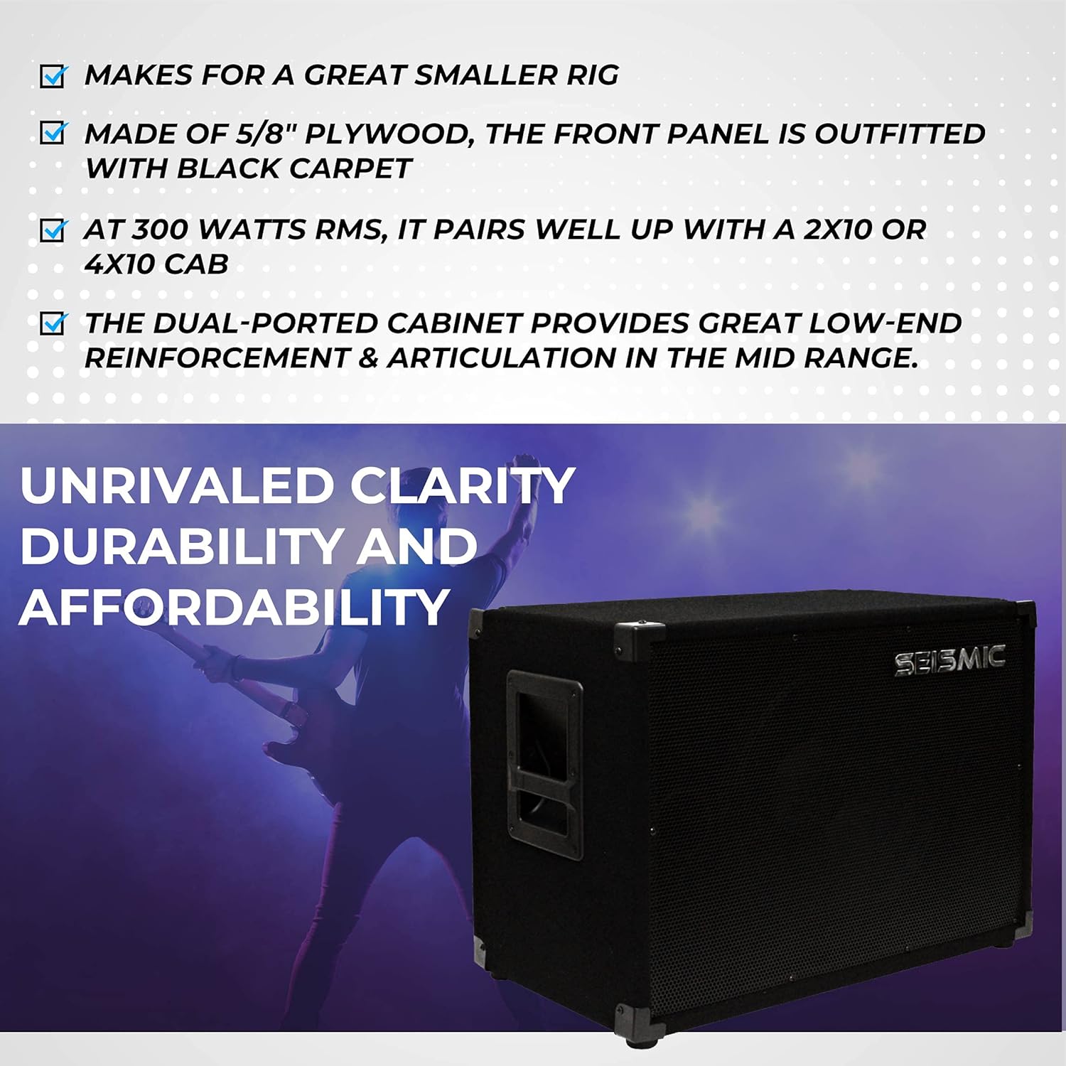 Seismic Audio Speakers 15” Bass Guitar Speaker Cabinet, 300 Watts RMS Speakers, 1 x 15