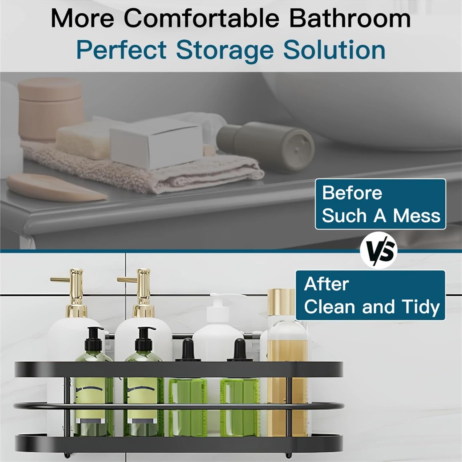 3-Pack Modern Shower Caddy Shower Organizer No-Falling Shower Shelves with Strong Adhesives Wall-Mount Rustproof Corner Shower(White)