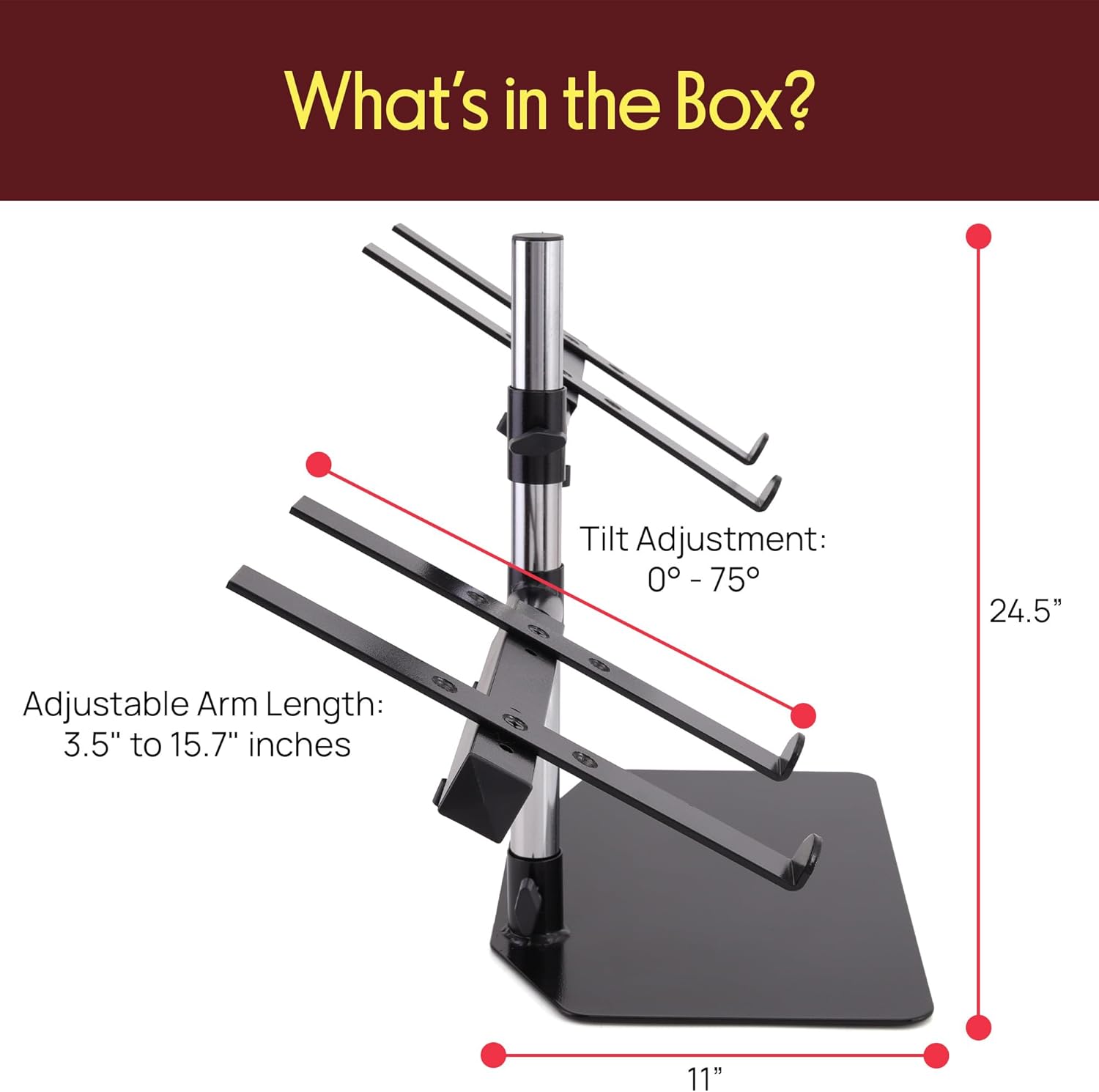 Pyle Portable Dual Laptop Stand – Standing Table Holder with Bracket Arms,Adjustable Height,Ergonomic Design, 360° Swivel for DJ Mixer,Sound Equipment,Workstation,Gaming & Home Use with Tilt Function