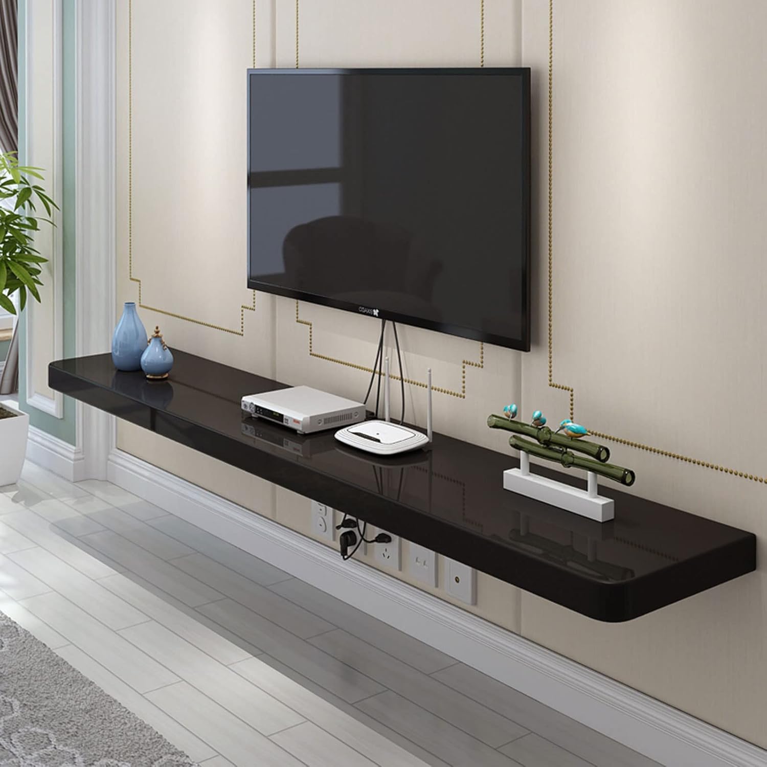 Wall Shelf Floating Shelf Wall mounted TV Shelf Entertainment Unit TV Stand TV Console Set top box Router DVD projector Toys Gaming Shelf TV board BookShelf Wall Mount Corner Shelves Wall Unit Decor