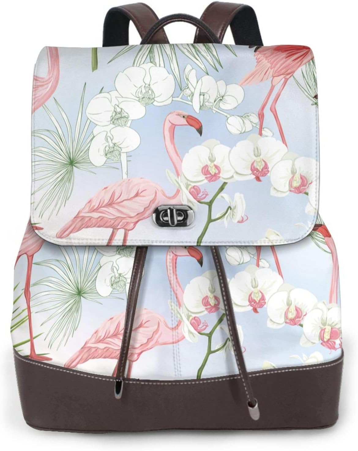 Tropical Plants and Flamingo for Womens Backpack Purse Microfiber PU Anti-theft Large Fashion Designer Travel Bag Ladies Shoulder Bags
