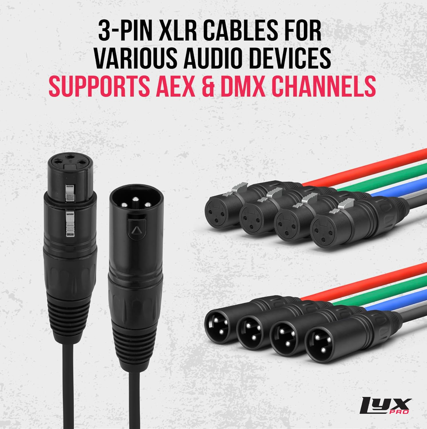 LyxPro Audio Snake Channel XLR 3 Pin Multi Network Breakout for Stage Sound Lighting and Recording Studio XLR to RJ45 Ethercon with 3 Feet Cable Connection (Pair of 4)