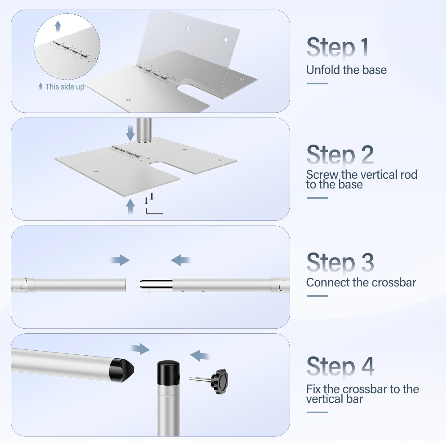 EMART Heavy Duty Backdrop Stand, 10x10Ft Adjustable Pipe and Drape kit with 9.26 LBS Steel Flat Base, Sturdy Metal Diy Photo Background Frame for Parties, Events, Wedding, Photography - Silver