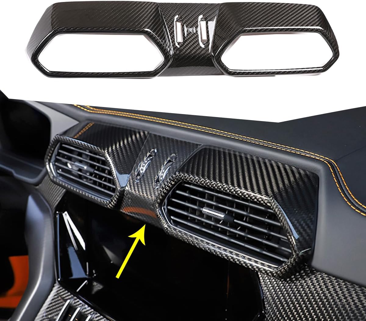 Car Interior Central Control Air Conditioning Outlet Trim Frame,Fit for Lamborghini Urus 2018-2021,Real Carbon Fiber Auto Decoration Accessories (Black Carbon Fiber)
