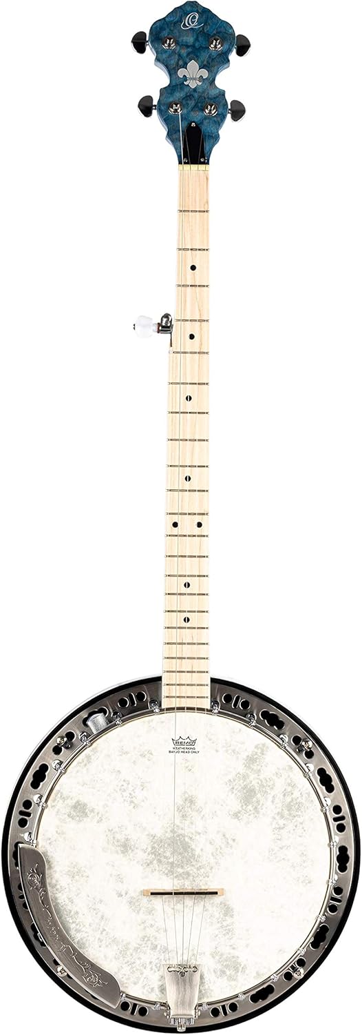 Ortega Guitars Facon Falcon Series 5-String Quilted Maple Resonator Acoustic-Electric Banjo w/Bag, Right (OBJE400TBL)