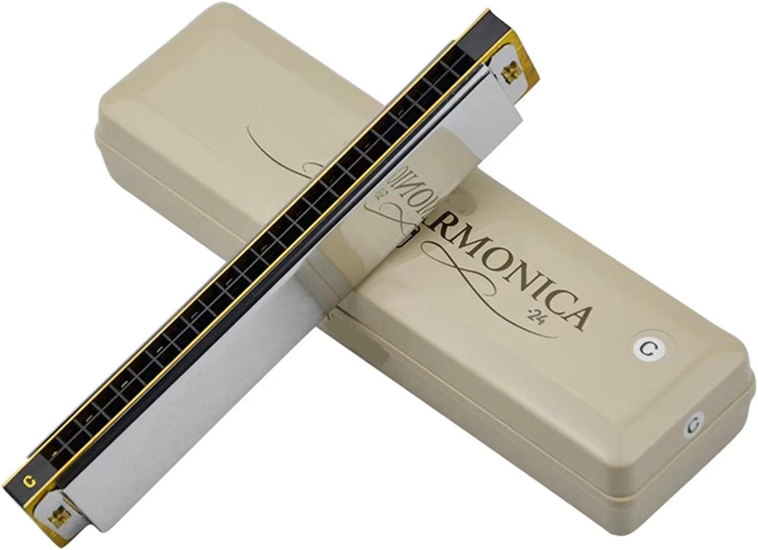 Harmonica 2 Timer Tremolo Harmonica 24 Holes Traditional Dual Notes Key C Harp Brass Reeds Musical Instruments