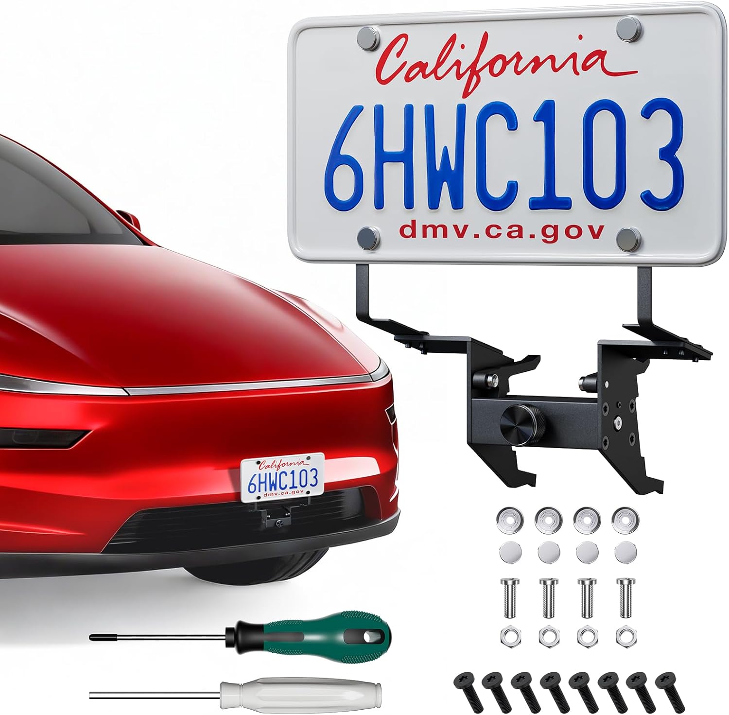 Wigoo for Tesla New Model Y Juniper Accessories Front License Plate Holder【No Drill, Clip-On, Car Wash Safe】 License Plate Frame, Anti-Theft License Plate Mount for New Model Y Juniper