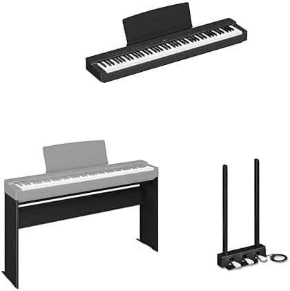 Yamaha P225B Digital Piano Bundle with Matching Furniture Stand L200B and 3-Pedal Unit LP1B
