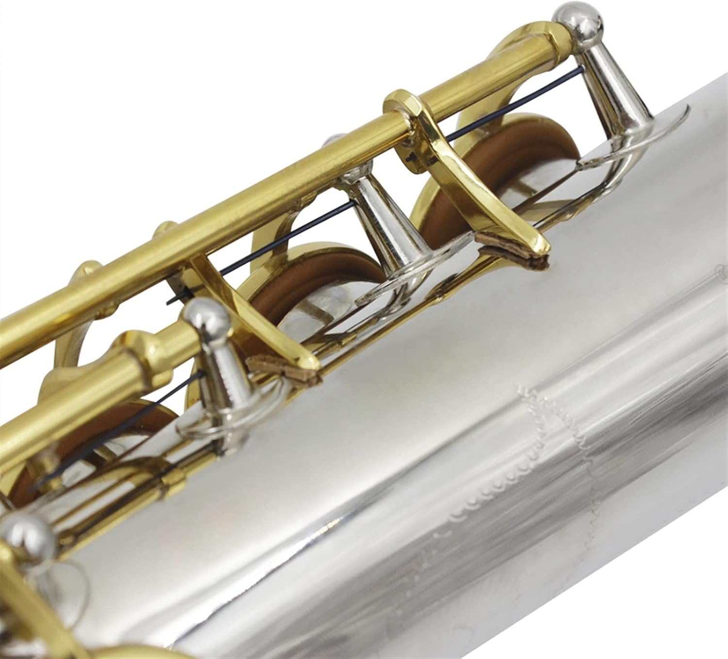 Straight Bb Saxophone Brass Silver Plated B Flat Sax Woodwind Instrument with Case Reeds Gloves (Color : 1)