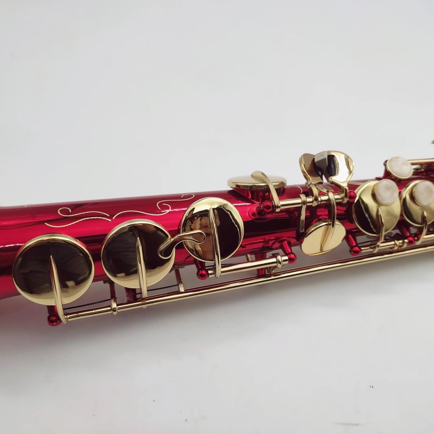 Beginner saxophone Soprano Saxophone B Flat Lacquered Gold Sax Brass Keys Woodwind Instrument With Case Mouthpiece (Color : Cloth bag)