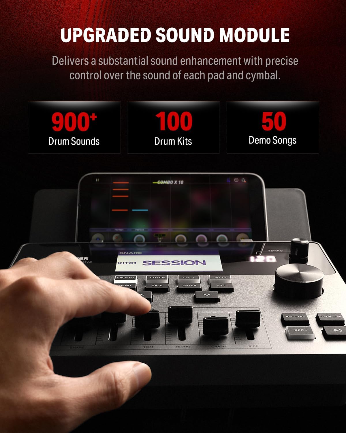 Donner DED-300X Electronic Drum Set Adult Full Size, Electric Drum Kit with 10