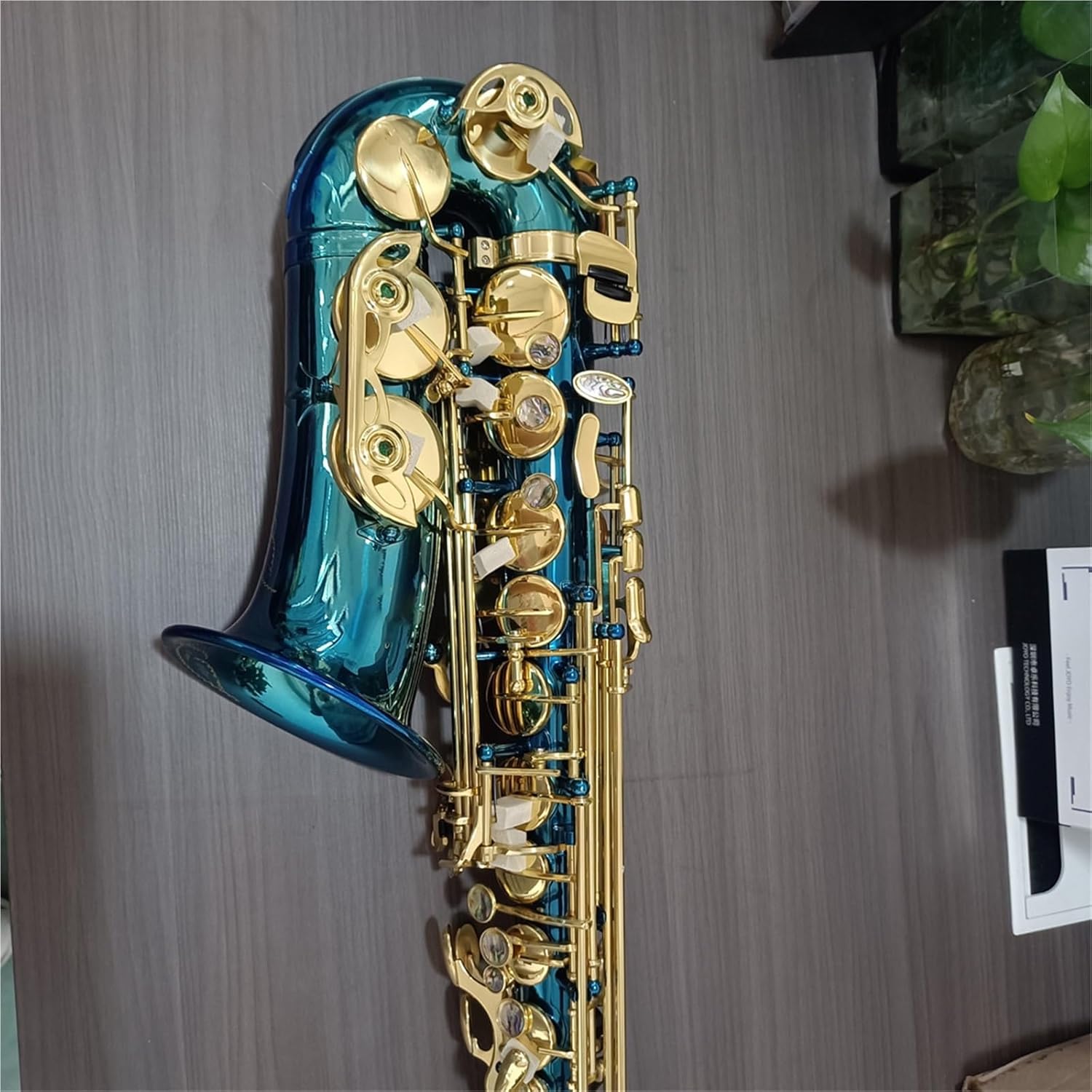 Saxophone for Beginners Alto Saxophone in E-Flat Blue Lacquer Bright Brass Carved Saxophone Wind Instrument for Beginners