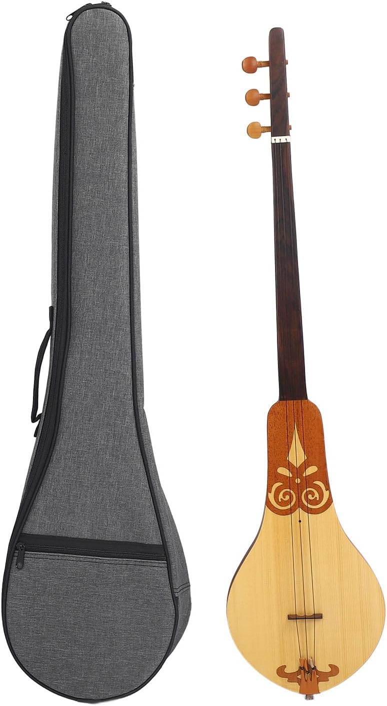 Spruce and Mahogany 3 String Dulcimer Guitar, Loud Clear Sound for Practice, Stage Performance and Music Recording