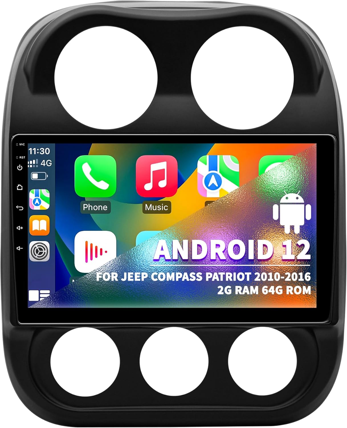 Car Stereo for Jeep Compass Patriot 2010 2011 2012 2013 2014 2015 2016, Android 12 2G/64G Car Radio IPS Touch Screen, Head Unit with Wireless Carplay Android Auto Bluetooth WiFi Mirror Link SWC