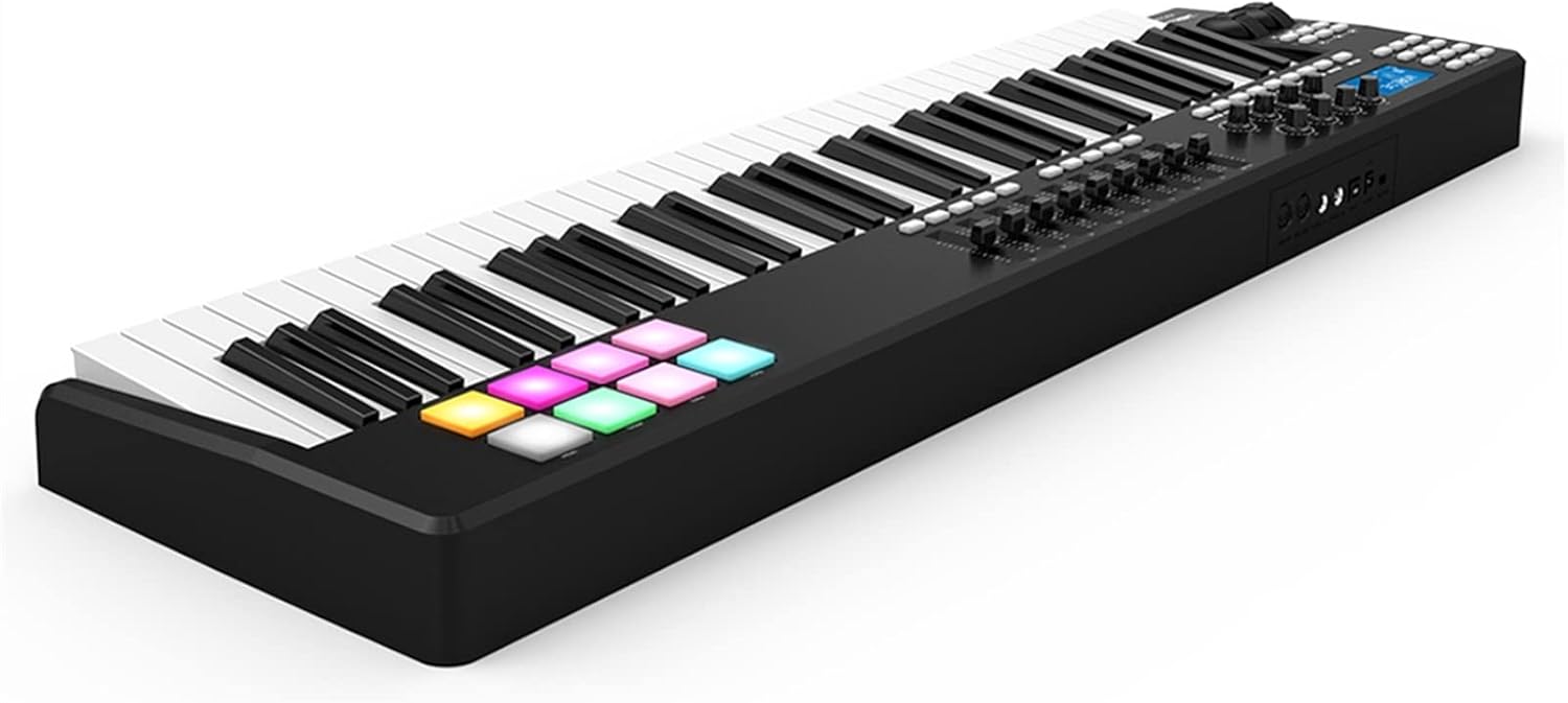 KESHUO Electric Keyboard 61 Portable 61-Key USB MIDI Keyboard Controller 8 RGB Colorful Backlit Trigger Pads