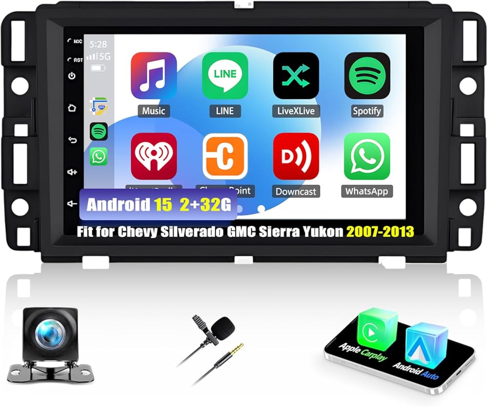2+32G Android 13 Car Stereo Fit for Chevy Silverado GMC Sierra Yukon 2007-2013,10.1inch Touch Screen with Wireless Carplay Android Auto Backup Camera Mirror Link GPS SWC WiFi FM