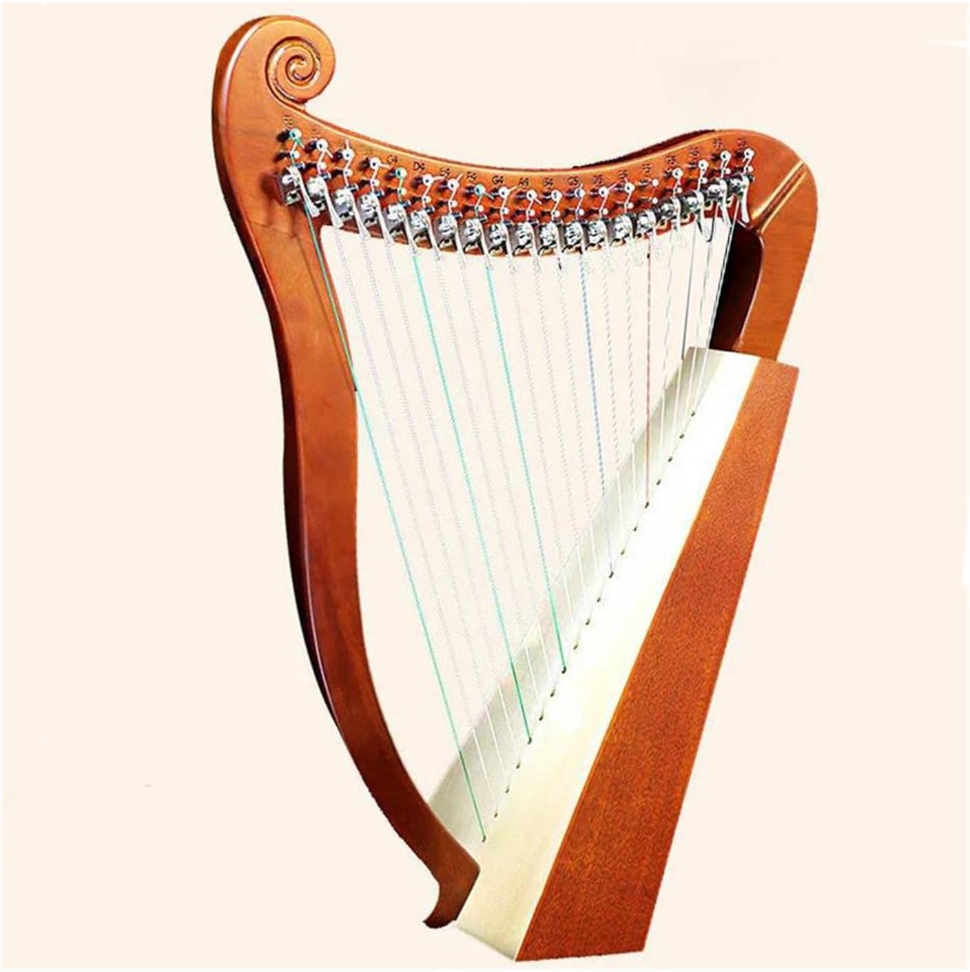 Lyre Harp Set Harp 19/23 String Lyre Harp Instrument 19 Half Key Lyre Harp Solid Wood Veneer Mahogany Lyre String Instrument(19 Half Key)