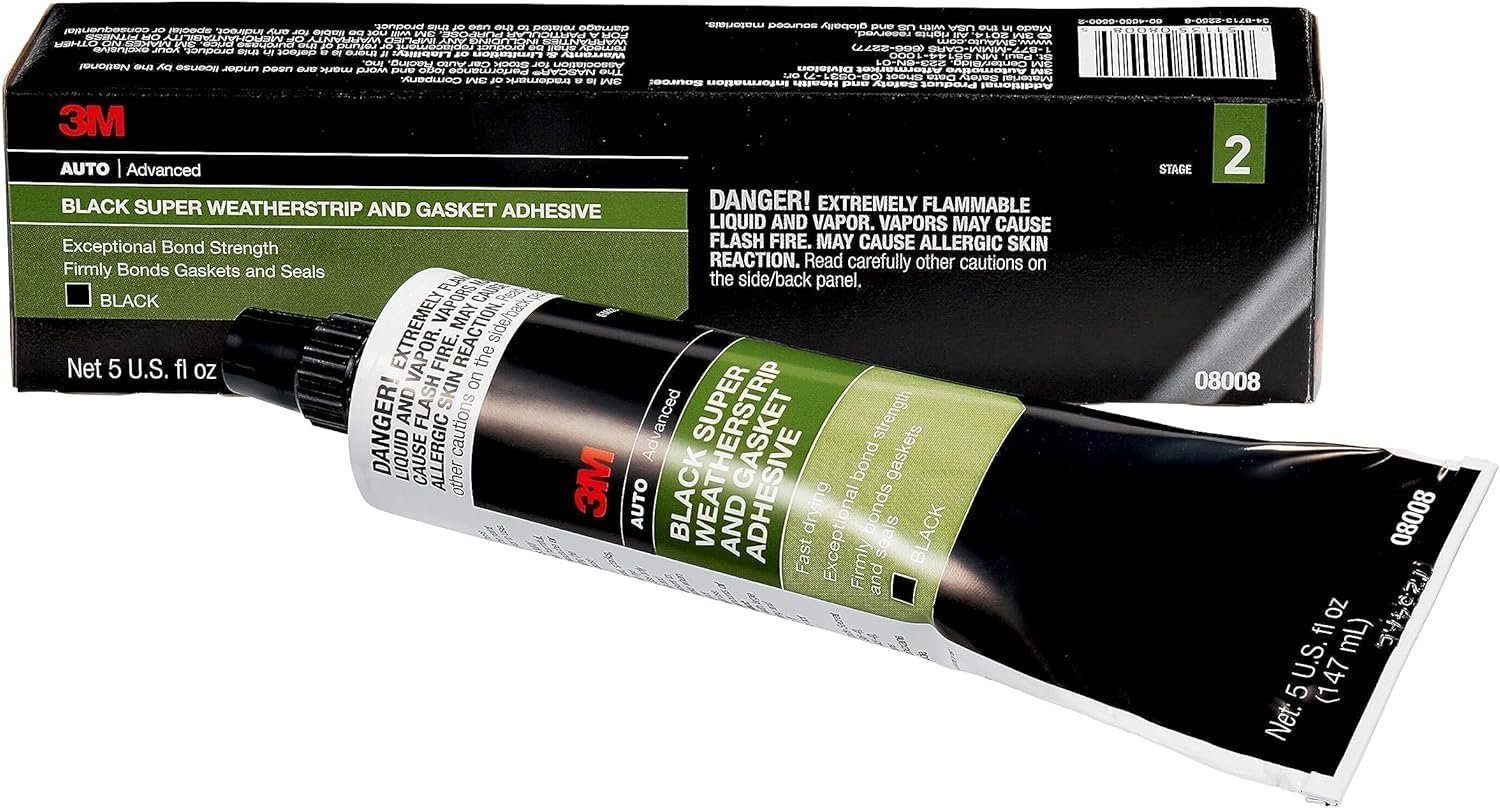 3M 08008 Black Super Weatherstrip Adhesive Tube - 5 oz. - Case of 6