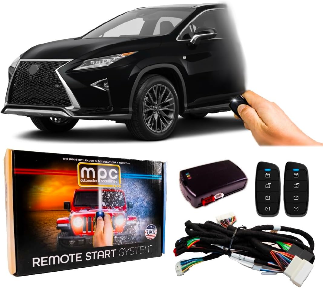 MPC Plug N Play Remote Starter Compatible with 2016-2019 Lexus RX350 |Gas| |Push to Start| with T-Harness - (2) Extended Range 4-Button 2-Way Remotes - Up to 1,500 ft - Firmware Preloaded