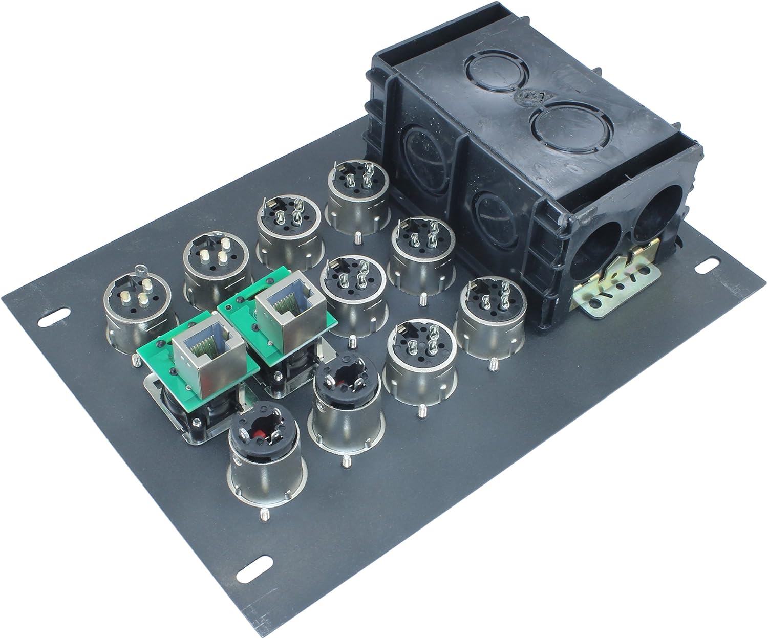 FBL12+AC Recessed Floor Box With 6 XLR Female, 2 XLR Male, 2 Ethernet, 2 TRS + Duplex AC (Pre-wired: 50' Wires)