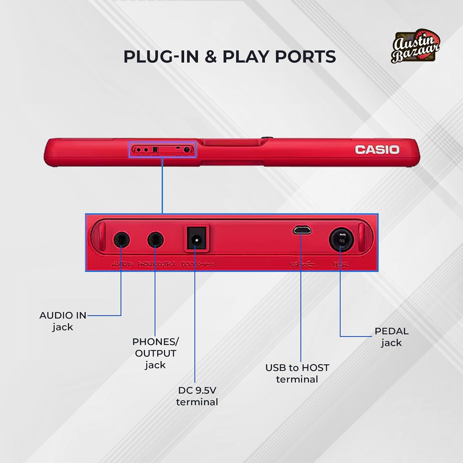 Casio CT-S200 Casiotone 61-Key Portable Keyboard - Black Bundle with Adjustable Stand, Bench, Headphones, Sustain Pedal, Instructional Book, Instructional DVD, and Austin Bazaar Polishing Cloth