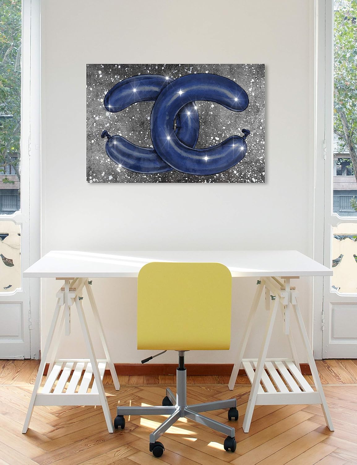 The Oliver Gal Artist Co. Fashion and Glam Wall Art Canvas Prints 'Navy Balloons and Silver Stars'