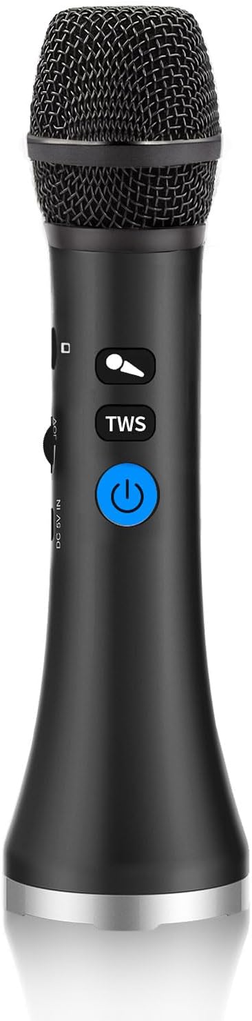 YF79 Wireless Bluetooth Microphone with 20W High Power, DSP Chip for Clear Sound, Dual Mic Connectivity for Duet Singing, One-Click Vocal Reduction for Karaoke, Portable Design with Loud Volume(Black)