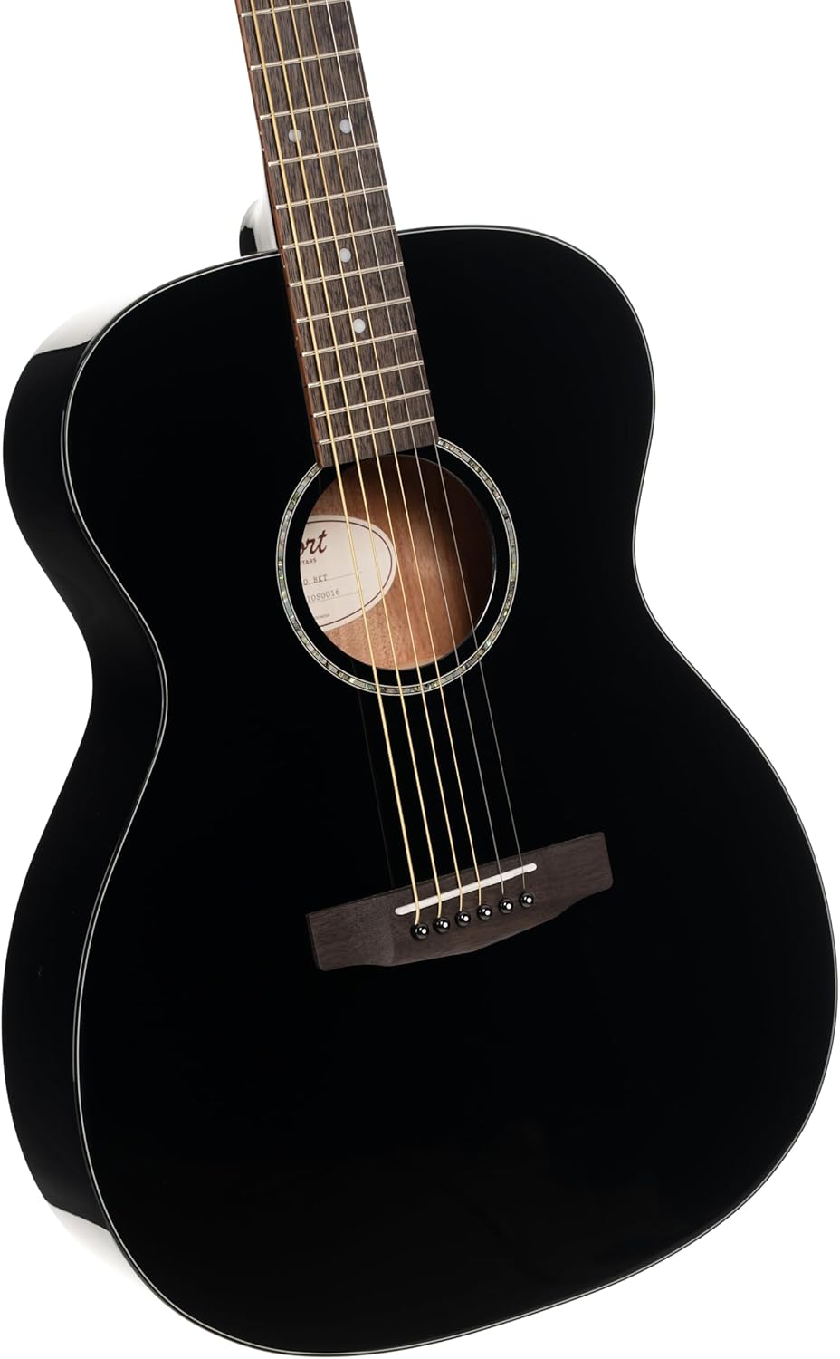Cort L60BK Luce 60 OM Solid Top Acoustic Guitar, Black Gloss