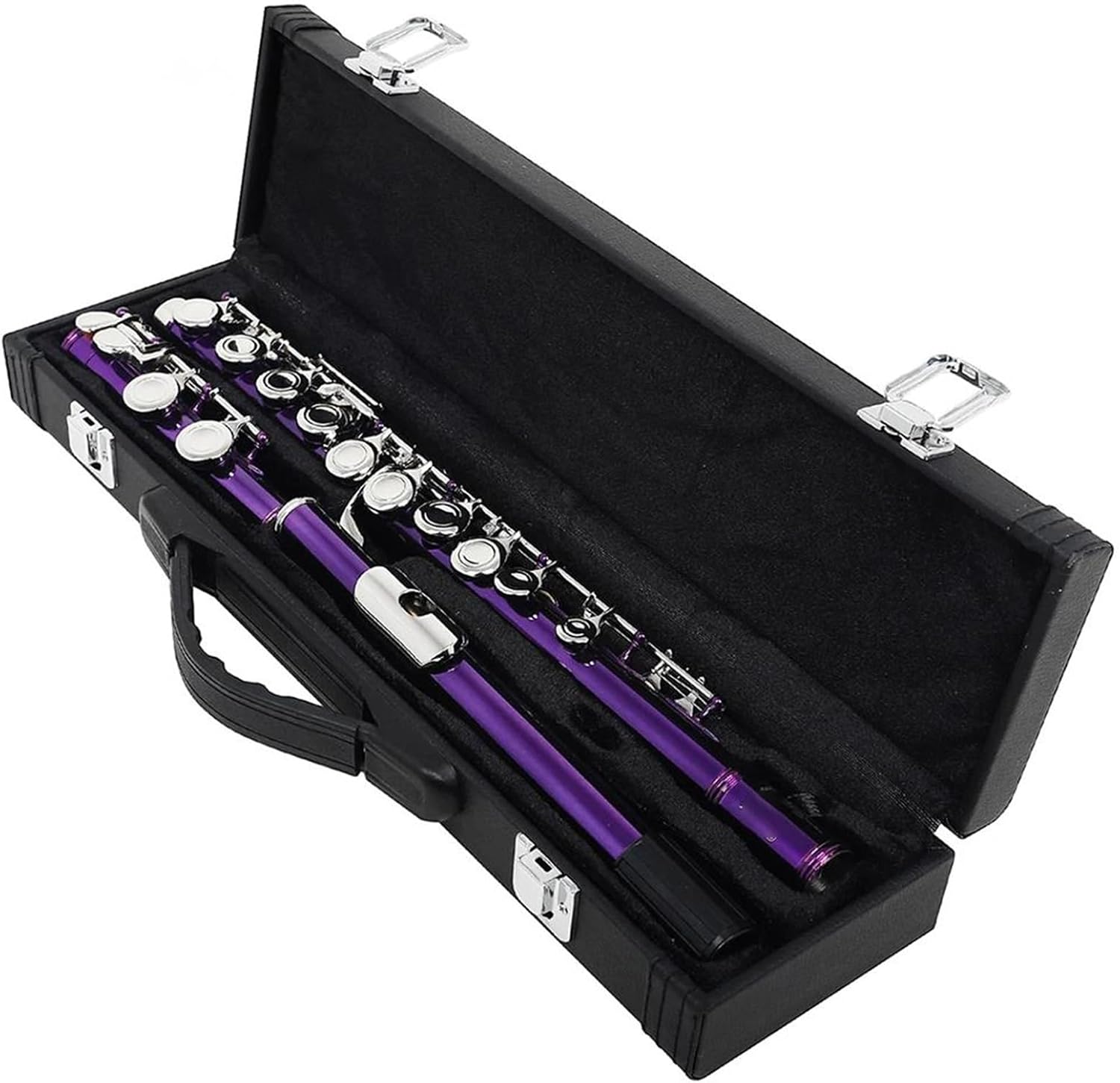 Purple 16 Holes C Tone Flute With E Key Woodwind Instrument Closed Key Cupronickel Tube With Padded Bag