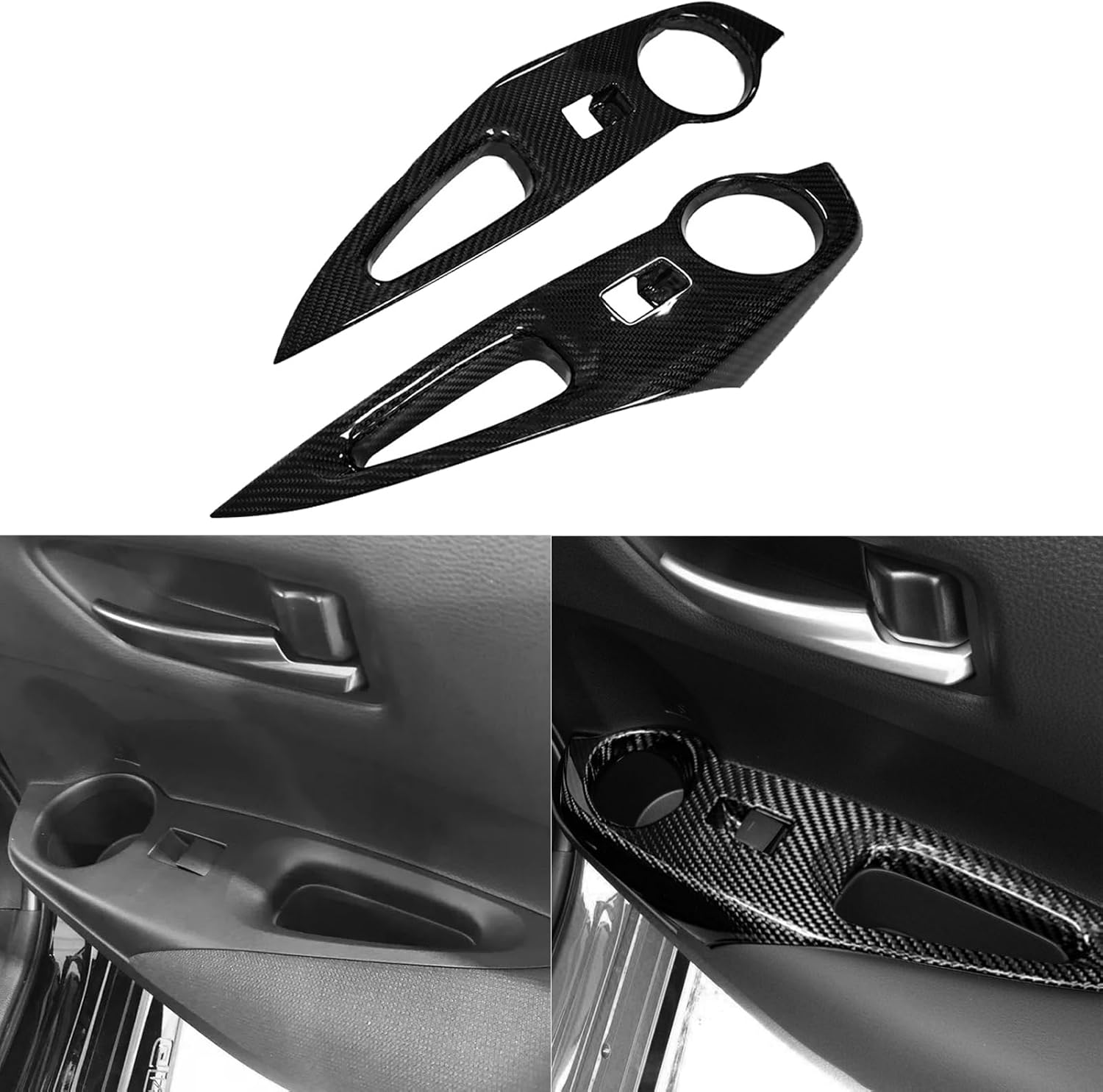 NVCNX Real Hard Carbon Fiber for Toyota GR Corolla Accessories 2023 2024 2025 Vehicle Molding Car Door Sides Rear Window Switch Panel Cover Interior Trim 2PCs - Glossy Carbon not for Corolla/Cross