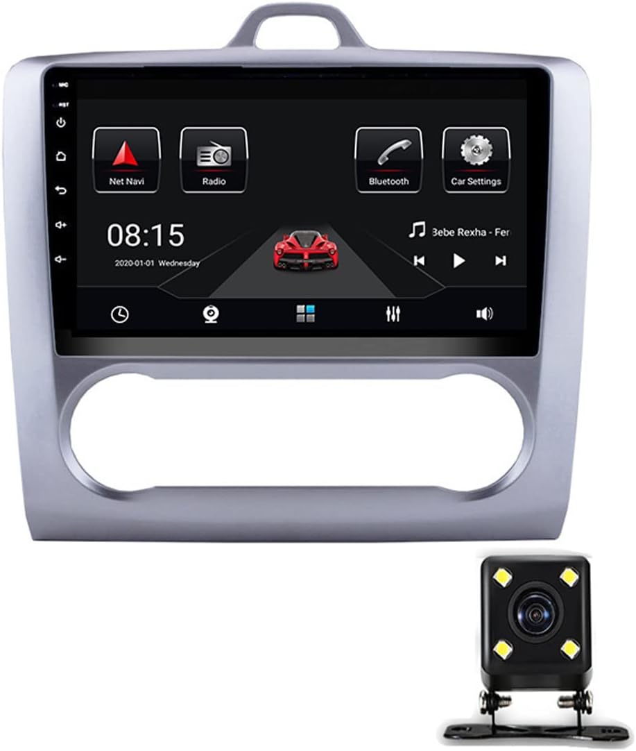 Double Din Car Stereo with Bluetooth, 9 Inch Car Multimedia Receiver for Ford Focus 2 3 Mk2 Mk3 2004-2011 Car Audio MP5 Player with Backup Camera/USB/FM Car Radio/SWC/Carplay,A,6G+128G