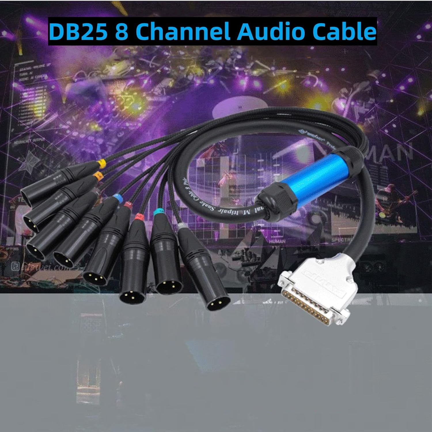 Professional DB25 Male to 8 XLR 3Pin Male Eight Channel Analog Audio Signal Cable for Mixing Console PVC Cable 1.5Meter
